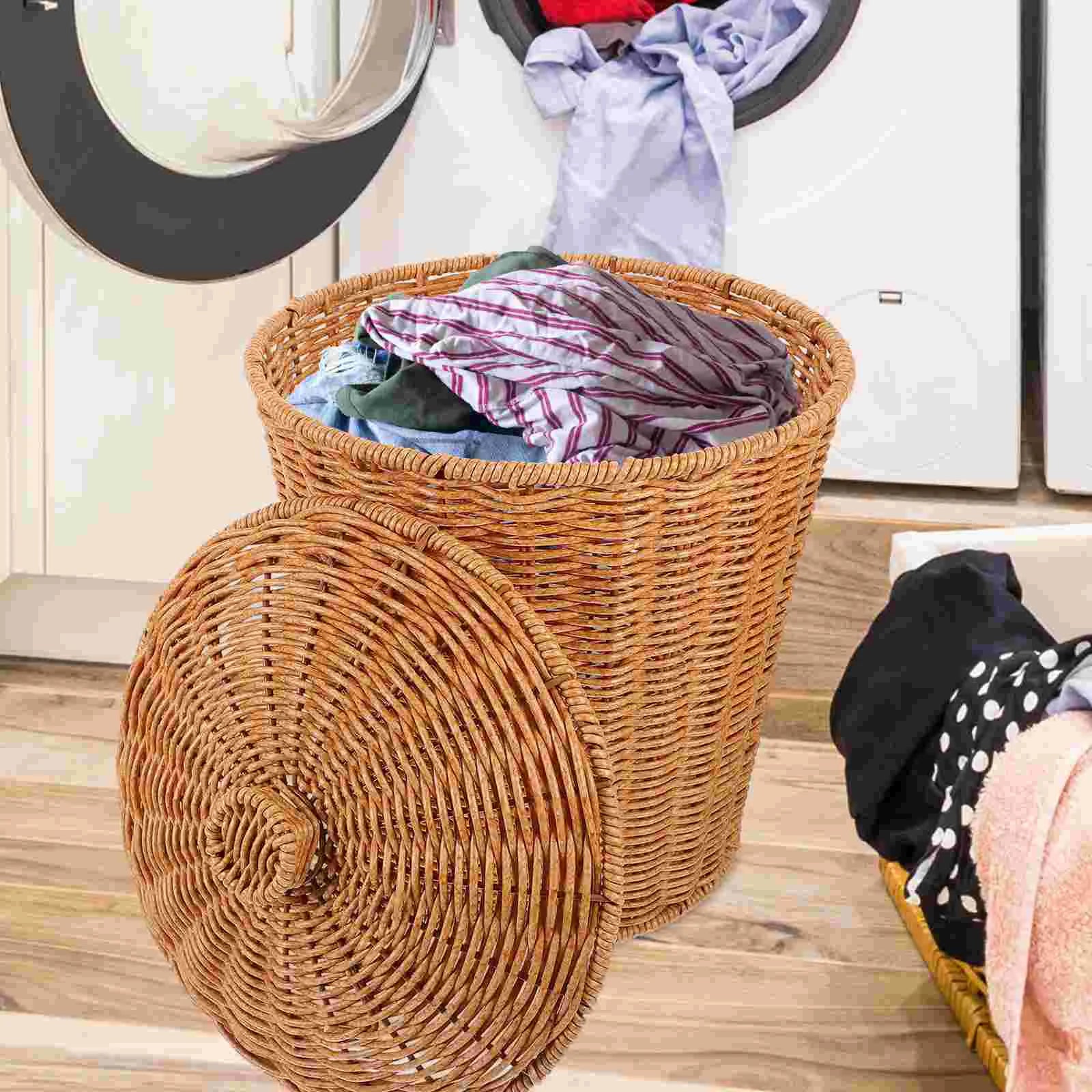 poubelle en osier pour rangement linge et déchets - vue 8 sur 7