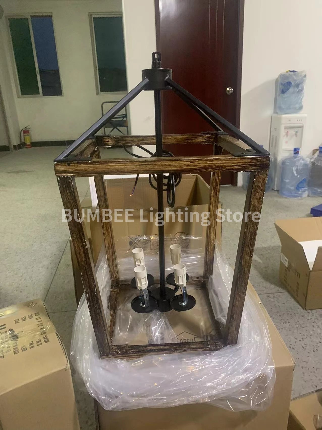 lustre américain rétro forme cage à oiseaux éclairage industriel moderne - vue 5 sur 8