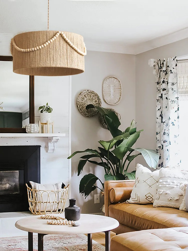 Lustre bohème rétro perlé pour éclairage intérieur créatif - vue 4 sur 5