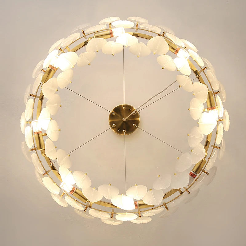Feather Glass Led Chandelier Pendant Lights Suspension Hanging Lamp for Living Room Bedroom - vue 7 sur 12