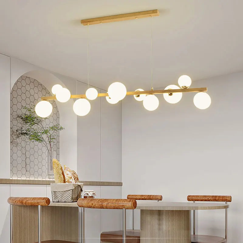 Lustre moderne à led imitation fer et bois décoratif