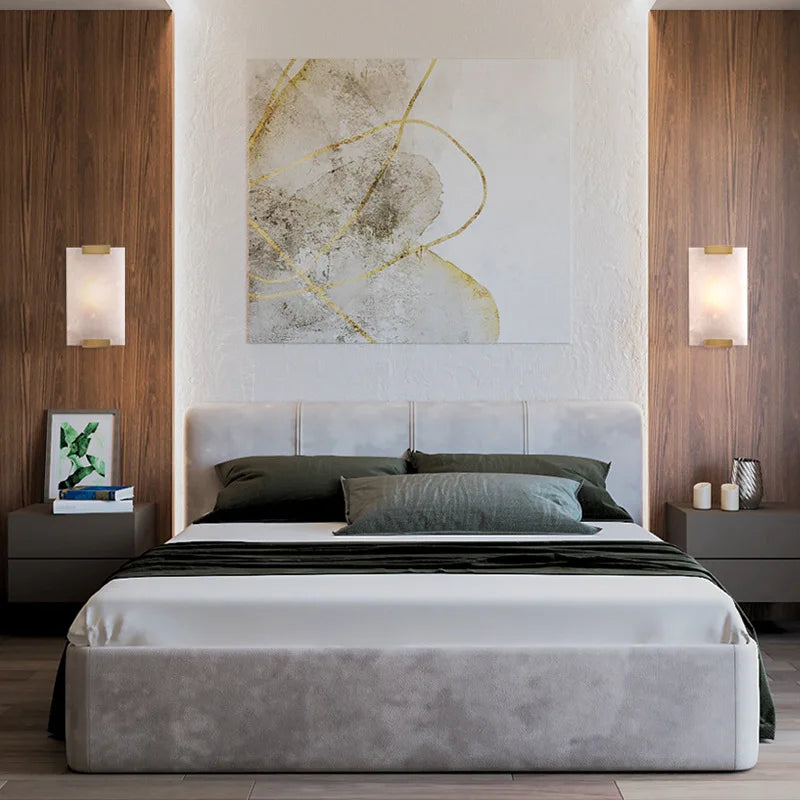 applique murale led en marbre naturel et cuivre pour intérieur - vue 5 sur 16