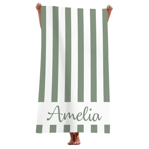 serviette de plage rayée personnalisée microfibre absorbante été