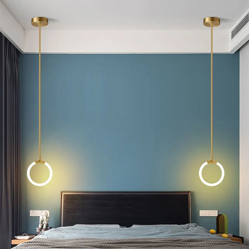 Nordique Led anneau suspension lumières luxe cercle suspension lampe salle à manger cuisine île chambre noir or lustre décor luminaire - vue 5 sur 21