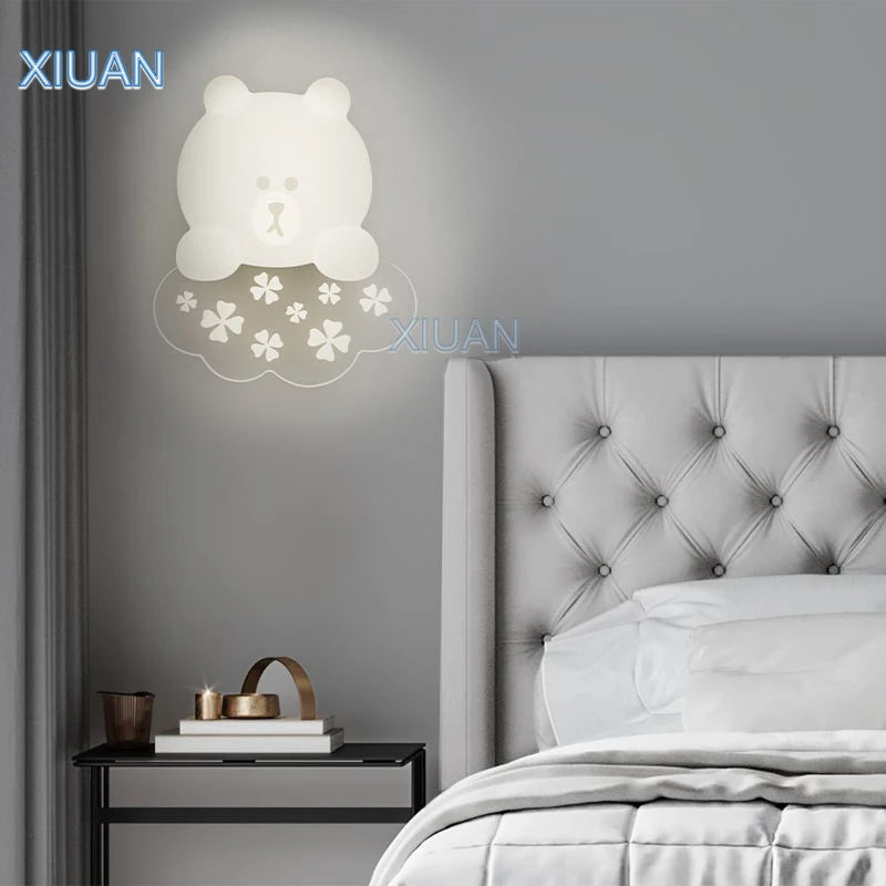 applique murale ours blanc lumière étoile lune pour enfants