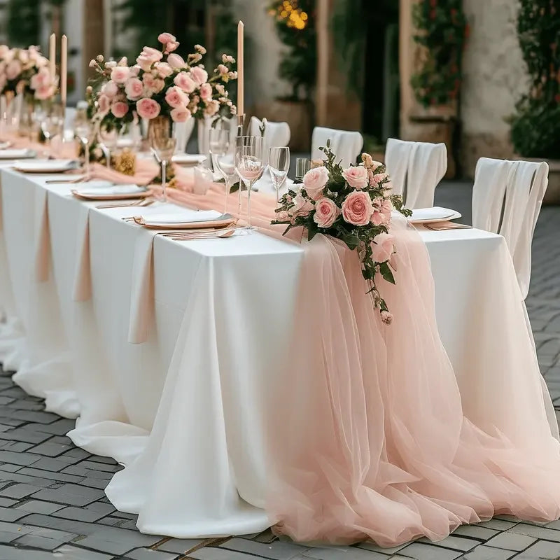 Chemin de table gaze transparente décoration mariage fête - vue 2 sur 6