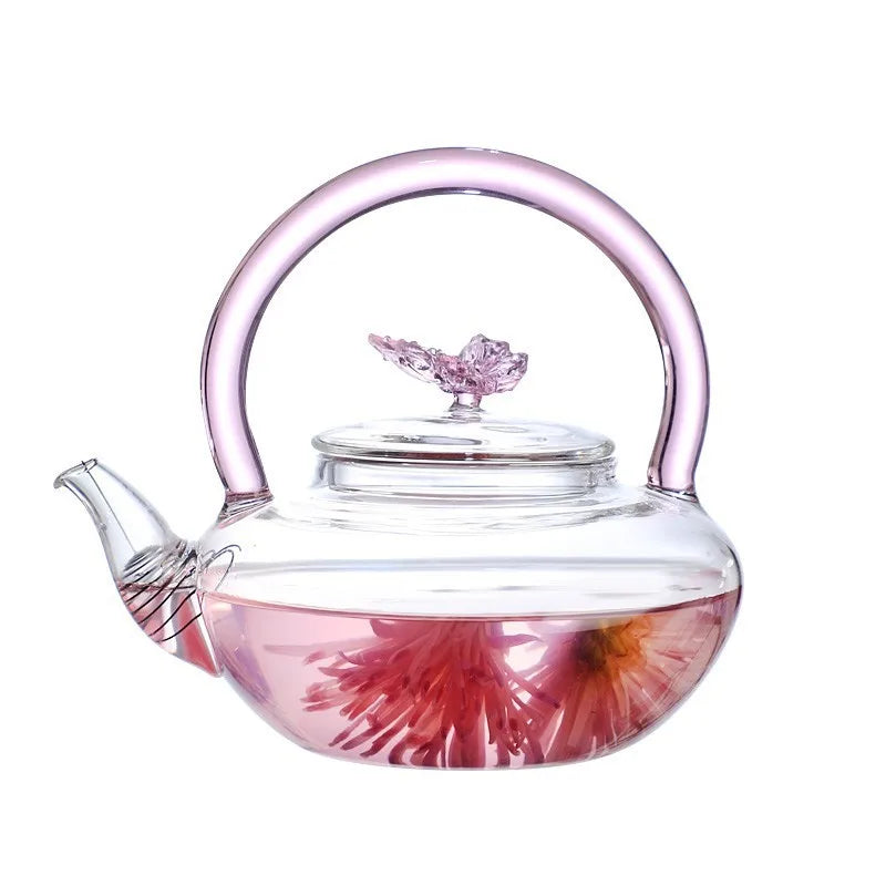 Theiere papillon verre borosilicate haute temperature design - vue 6 sur 7