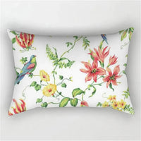 housse de coussin décorative motif arc-en-ciel fleurs rouges roses