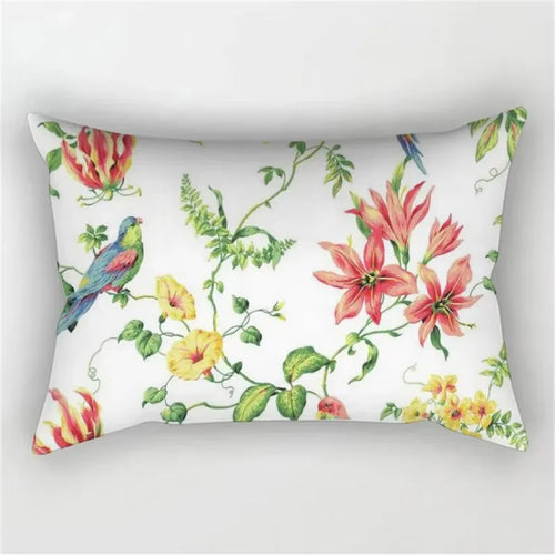 housse de coussin décorative motif arc-en-ciel fleurs rouges roses