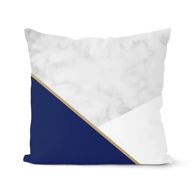 coussin géométrique bleu marine pour décoration intérieure