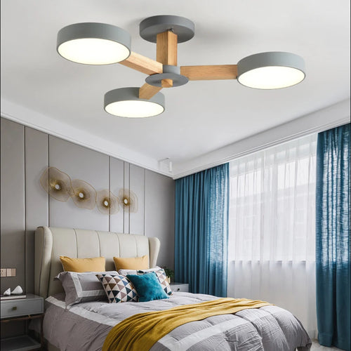 Plafonnier Led en bois au design moderne