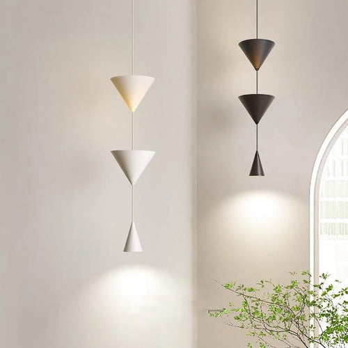 Lustre LED créatif en métal blanc et noir