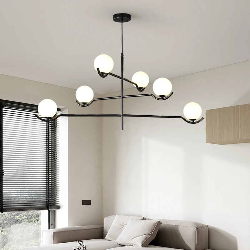 lustre design moderne en verre avec structure métallique