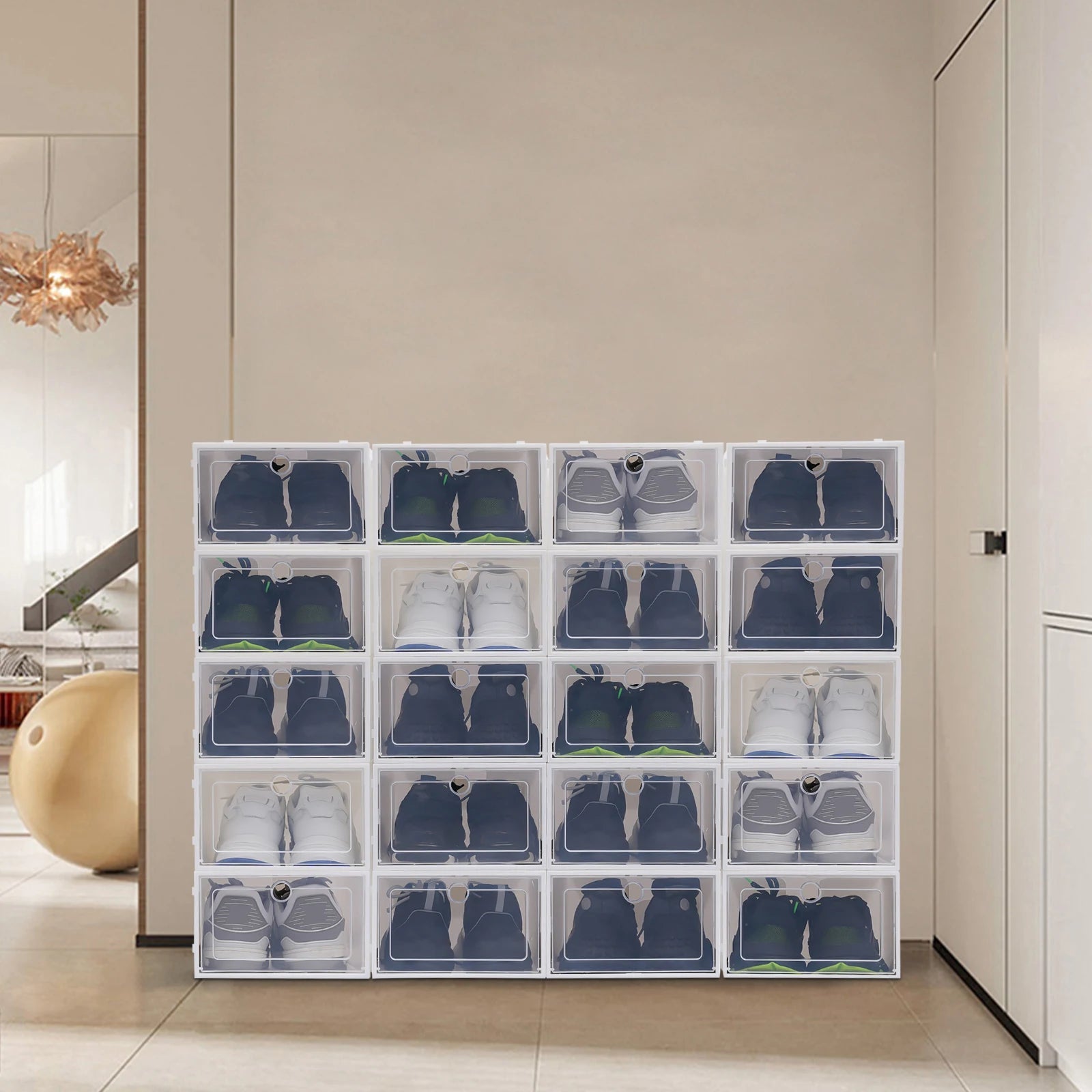 lot de 20 boîtes à chaussures organisateurs empilables et pliables - vue 3 sur 7