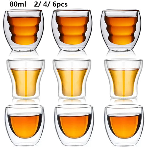 Tasses expresso double paroi verre 80ml ensemble isotherme