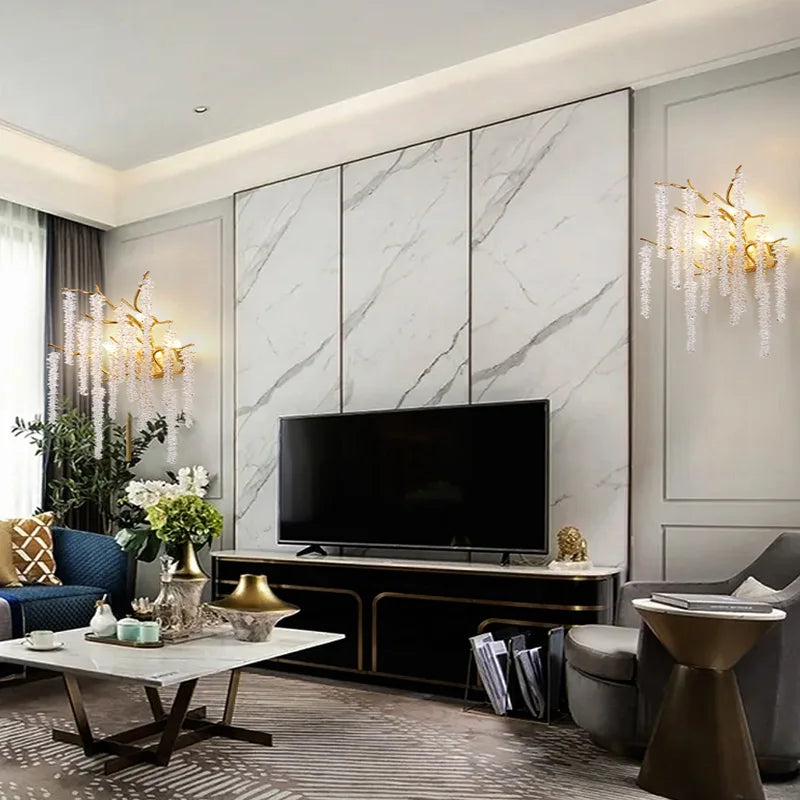 applique murale led moderne en cristal design art déco - vue 3 sur 10