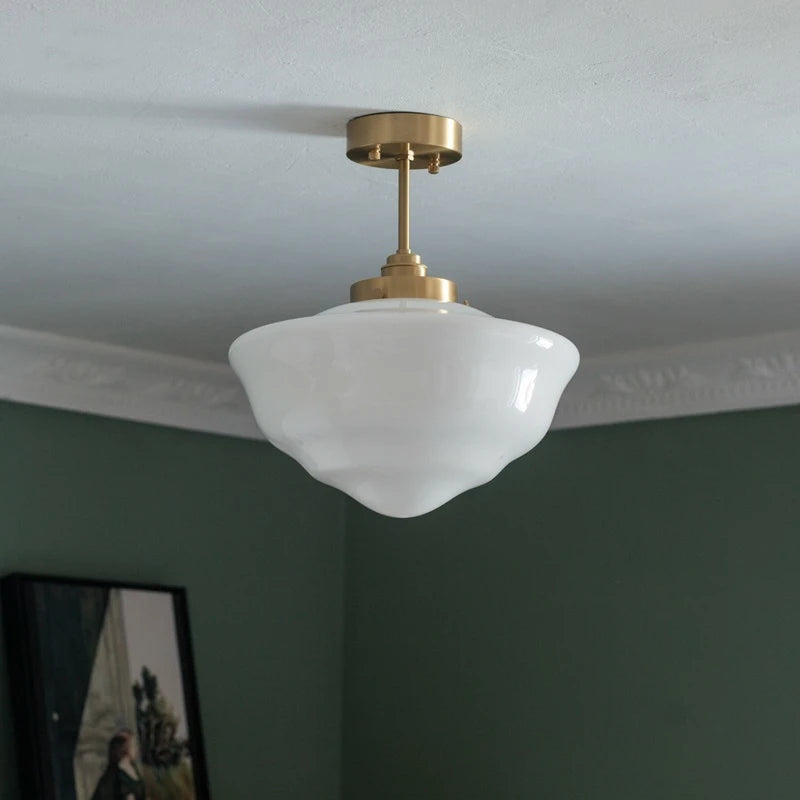 suspension led en verre avec prise en cuivre nordique moderne