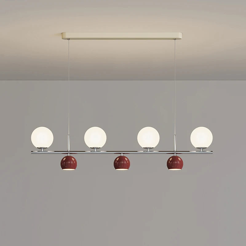 lustre long led suspendu avec abat-jour boule ronde