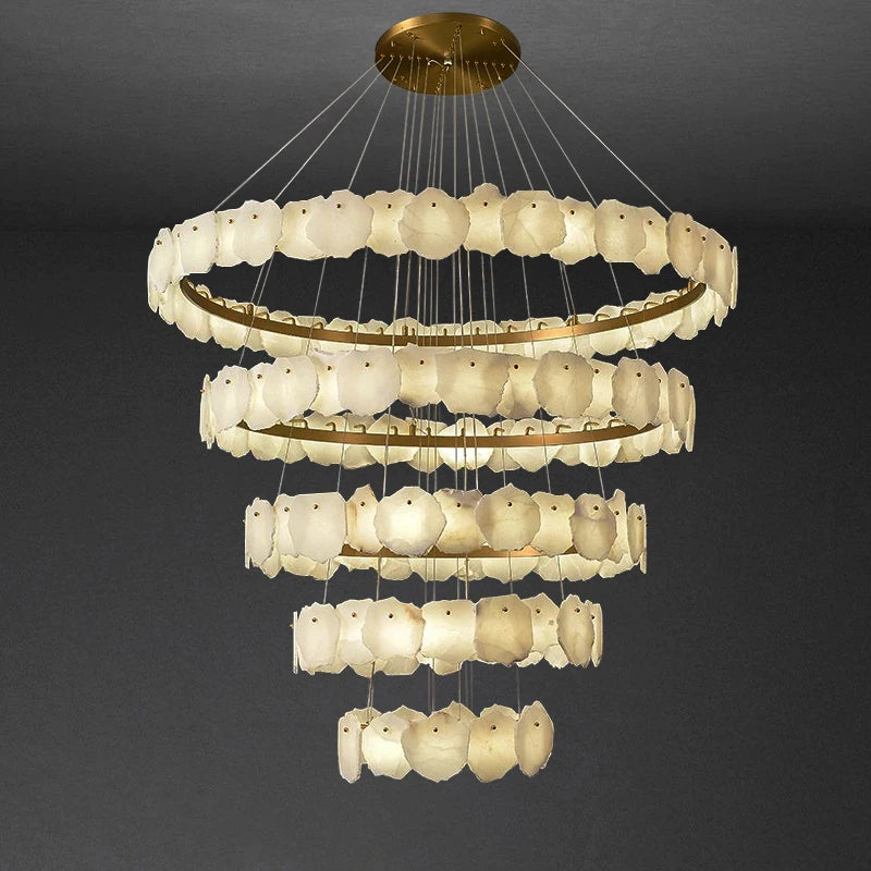 lustre en marbre naturel espagnol de grand luxe pour hôtel - vue 6 sur 15