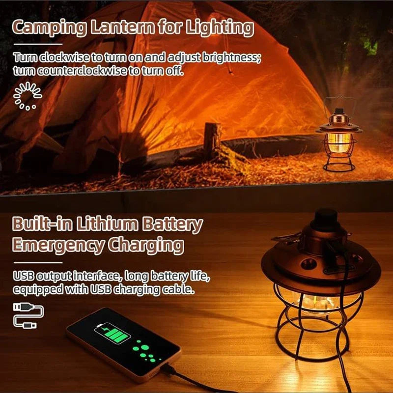 lanterne de camping vintage étanche pour randonnée et pêche - vue 10 sur 9