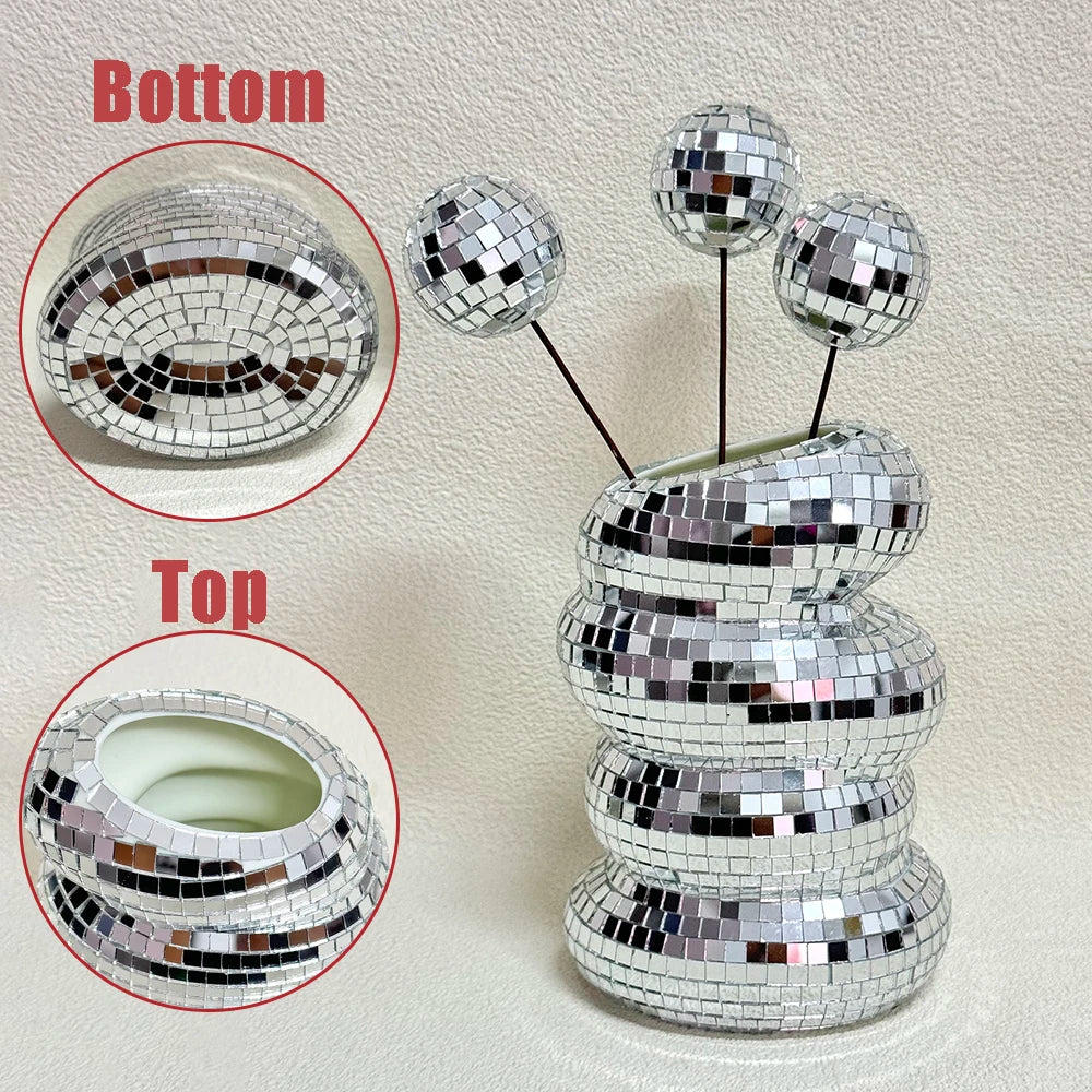 vase en spirale boule disco décoration moderne pour fleurs - vue 5 sur 7