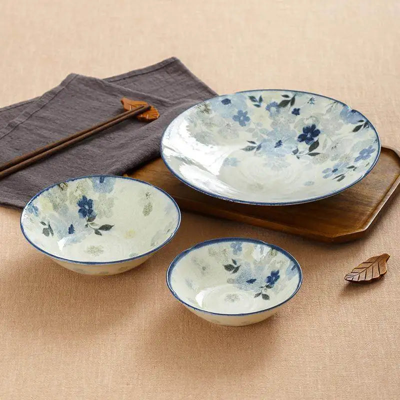 Assiettes ceramique emaillee style floral japonais quotidien - vue 5 sur 6