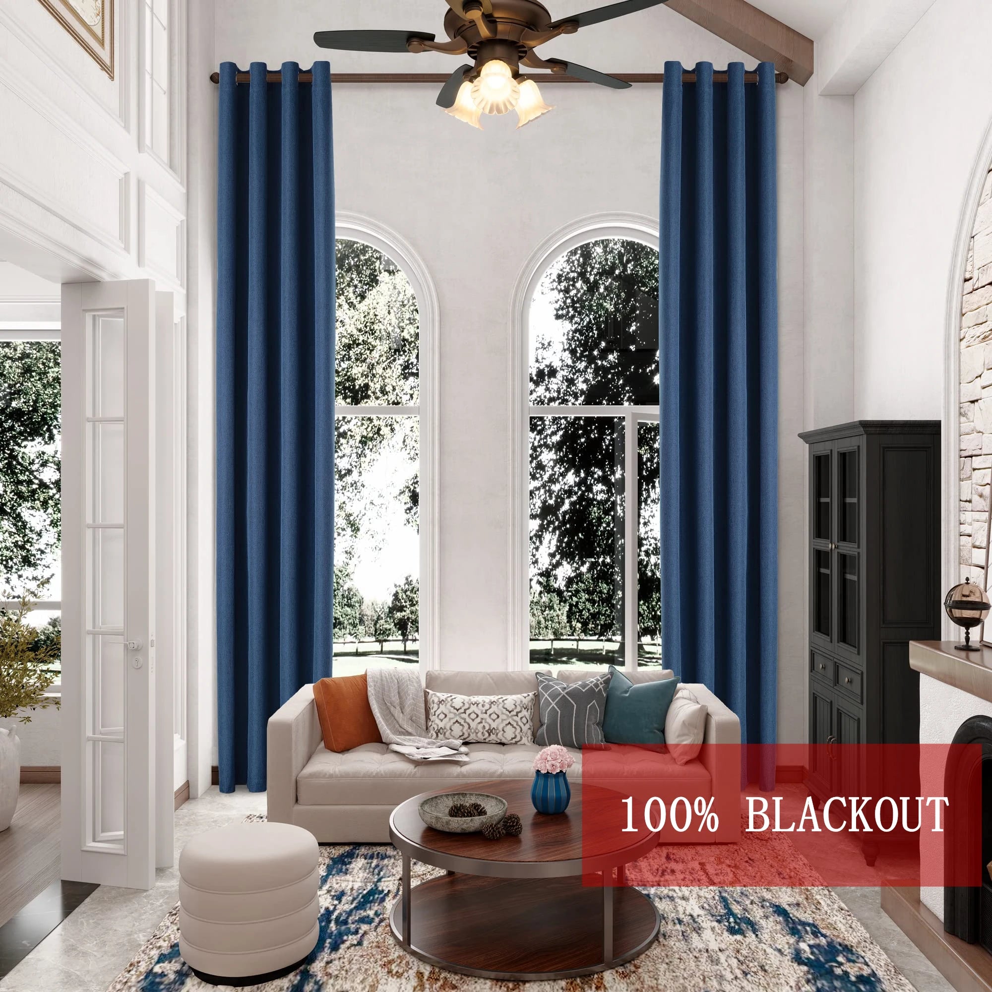 Rideau occultant sur mesure extra long style lin - vue 2 sur 11