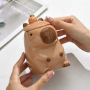 Mug capybara mignon en céramique avec couvercle cadeau