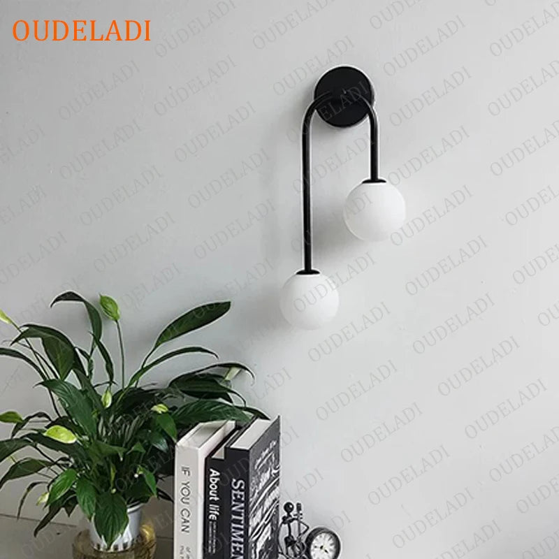 applique murale led boule verre intérieure moderne - vue 6 sur 10