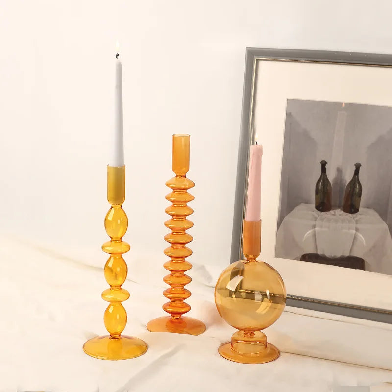 bougeoir conique en verre pour décoration intérieure festive - vue 4 sur 17