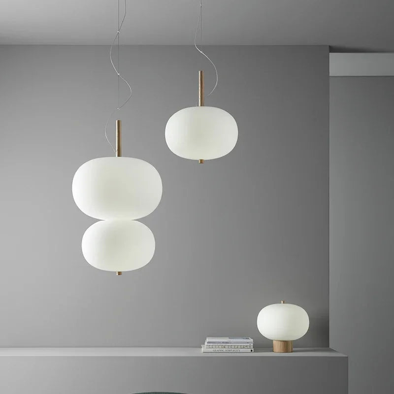 suspension scandinave grande boule de verre pour salon - vue 4 sur 12