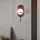 applique murale chinoise noyer noir boule lumineuse luxe bois massif nouvelle collection