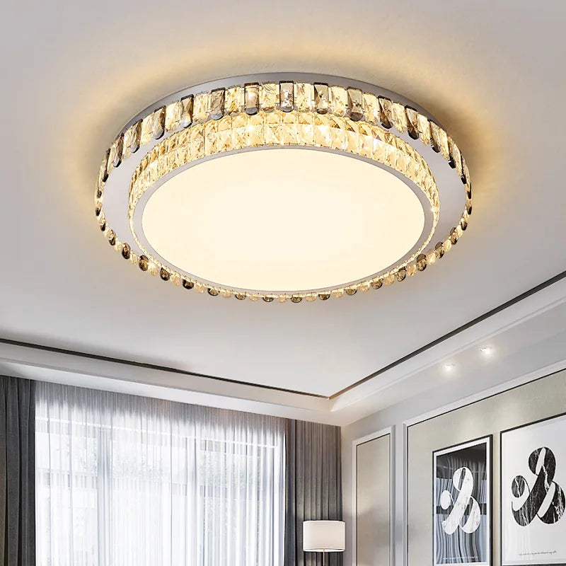 plafonnier led en cristal de luxe rond moderne - vue 3 sur 15