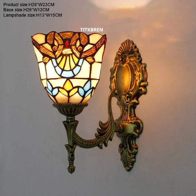 applique murale fleurs turques abat-jour baroque en verre décoratif - vue 12 sur 17
