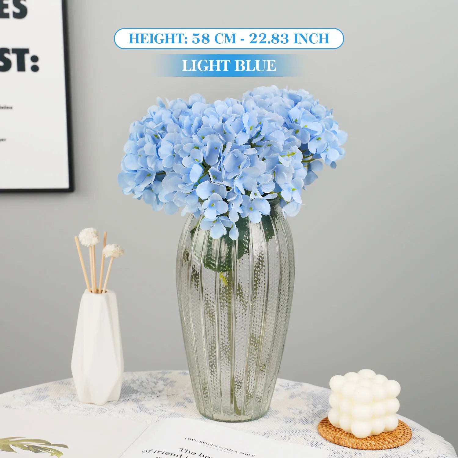 bouquet d'hortensias artificiels en soie pour décoration d'événements - vue 13 sur 19