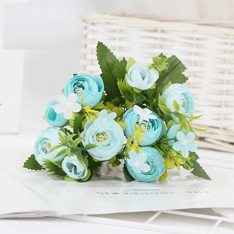 bouquet de roses artificielles en soie pour décoration élégante - vue 9 sur 10