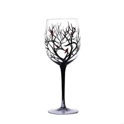 Verre à vin arbre quatre saisons peint main