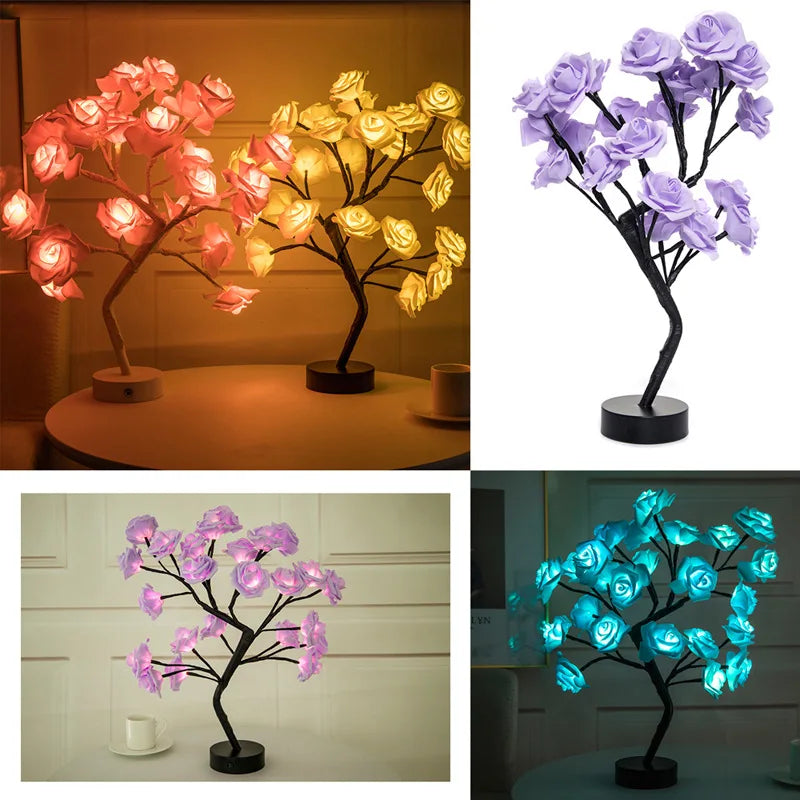 lampe de table led arbre cerisier cristal veilleuse nordique - vue 6 sur 19