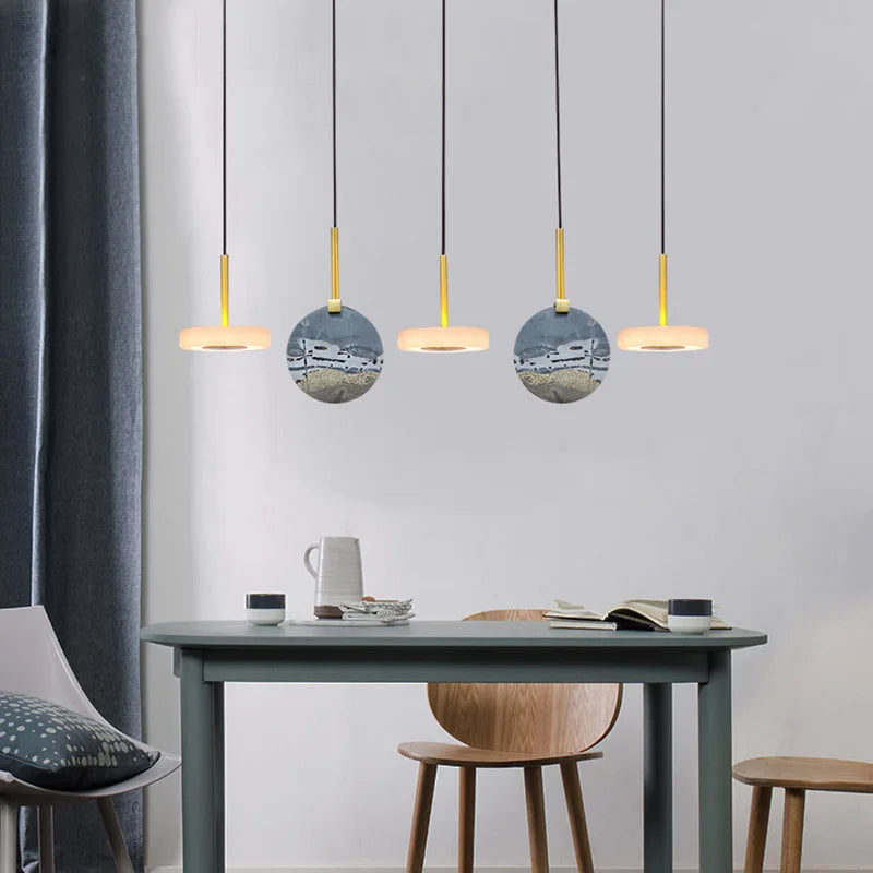 plafonnier en marbre et bois suspension modernes et élégantes