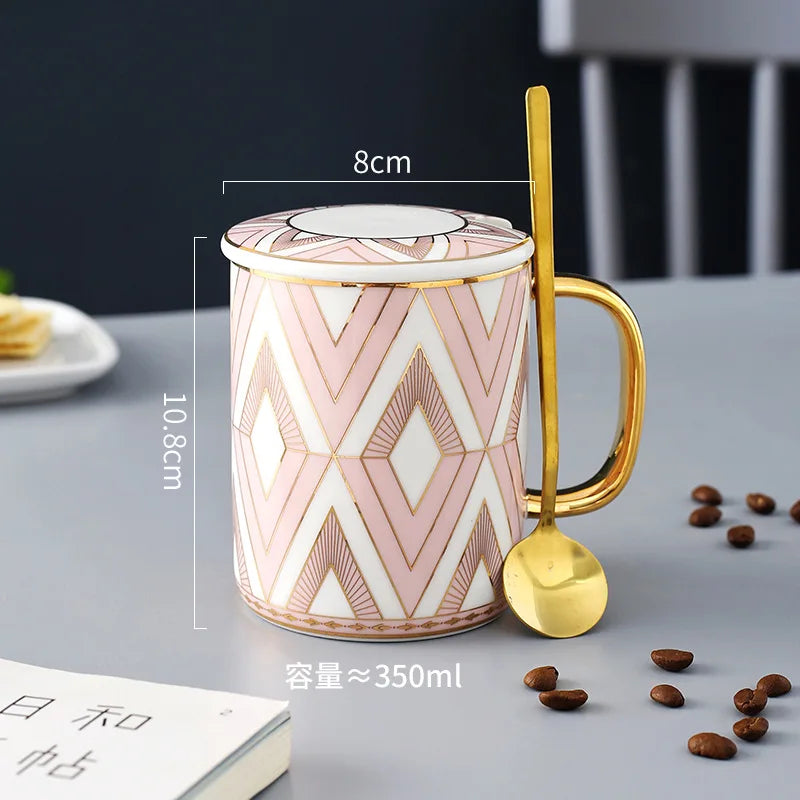 Tasse porcelaine style britannique couvercle cuillère bureau