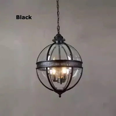 lustre sphérique rétro en fer et verre brillant - vue 8 sur 11