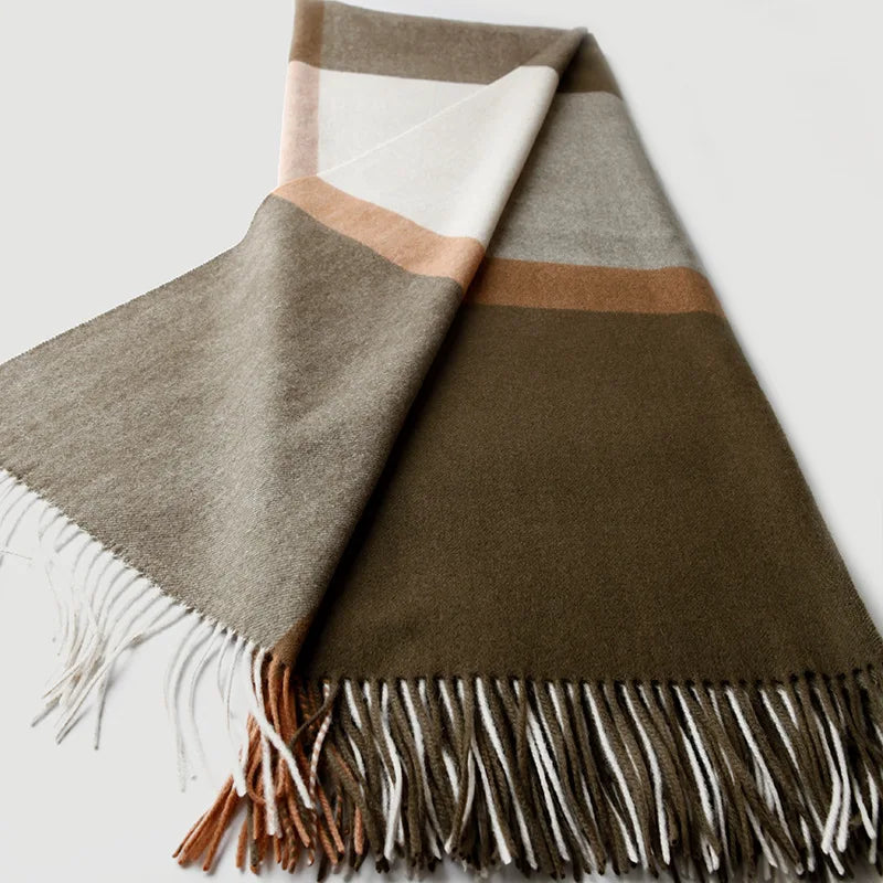 plaid laine jacquard franges motif raye salon voyage - vue 7 sur 7