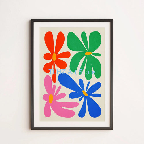 affiches et impressions florales colorées pour décoration murale amusante