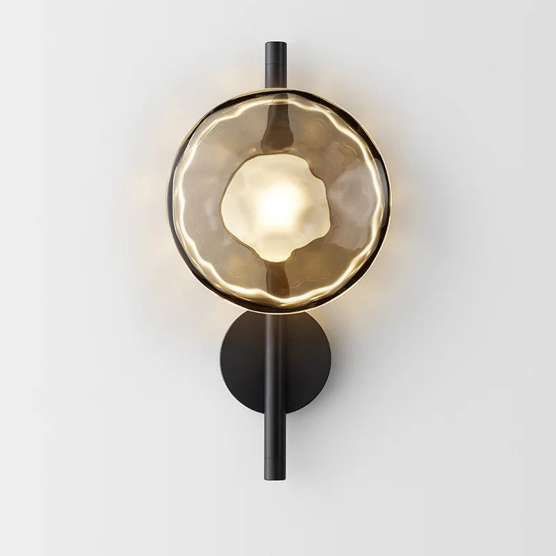 Applique murale nordique en verre transparent avec lampe en métal