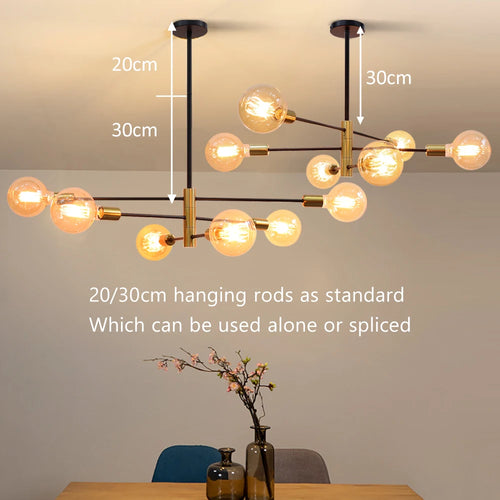 Moderne Nordique Spoutnik Noir LED Lustre Éclairage Luminaires D'intérieur Pour Chambre Salon Salle À Manger Décor À La Maison Plafonnier