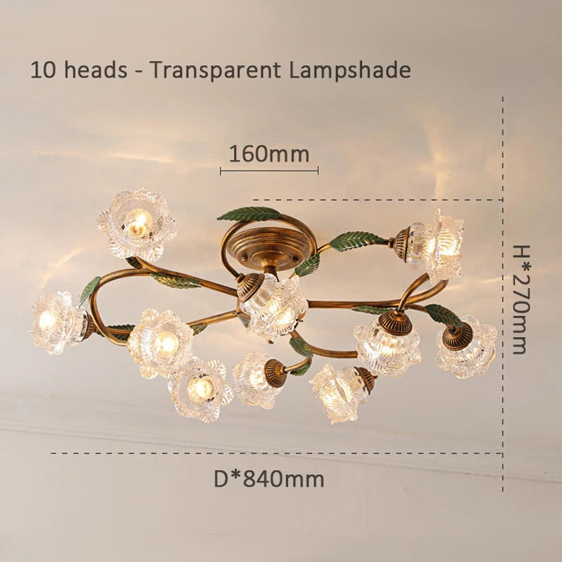 Plafonnier Led blanc fleur campagne française déco intérieur Villa salon couloir style américain - vue 6 sur 8
