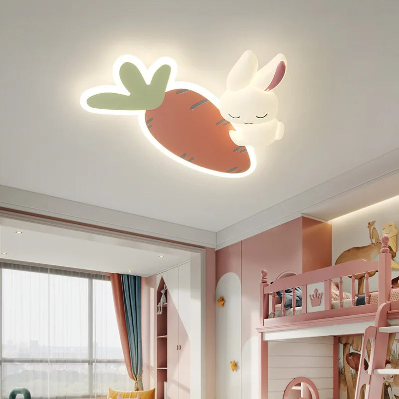 Mignon enfants chambre plafonniers LED blanc lapin lumière Simple dessin animé princesse chambre petite fille chambre décor plafonniers