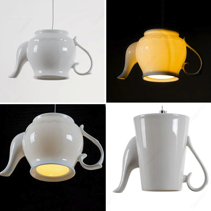 Suspension service à thé en céramique moderne LED - vue 5 sur 17