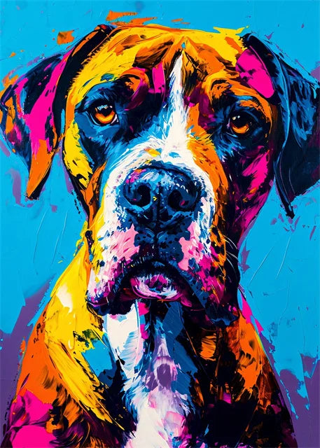 peinture abstraite animaux chat lion graffiti art mural coloré