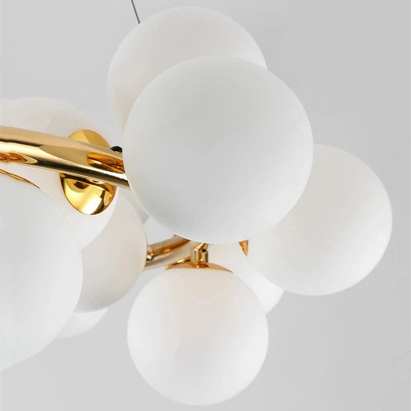lustre nordique boule de verre led pour décor maison - vue 6 sur 15